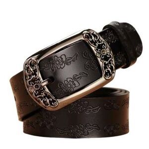 Flamingals black leather belt